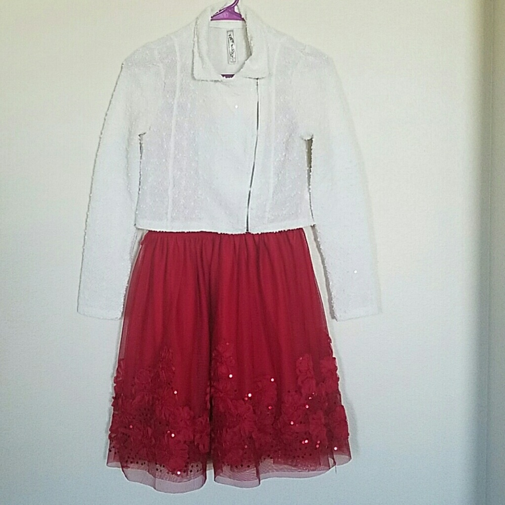 Girls Knit Works Red Formal Dress